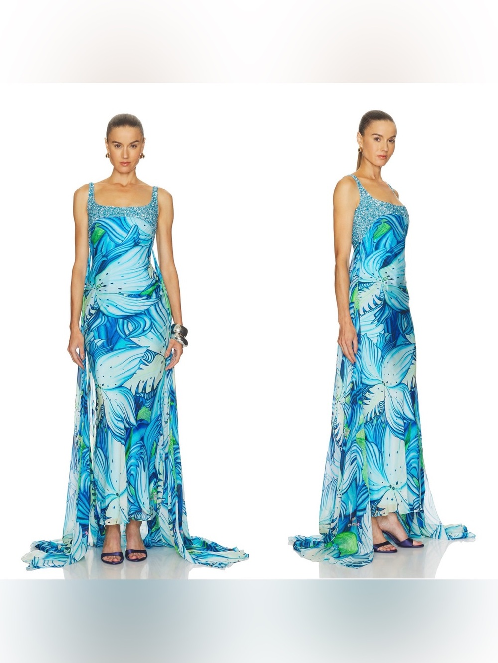 NEW LA FUORI Floral Pixie Trail Dress in Blue